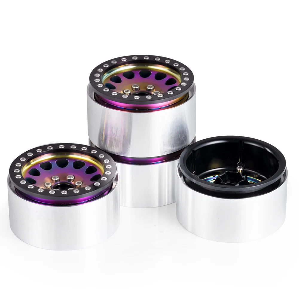 MIBIDAO Aluminum Alloy 4Pcs 2.2 Inch Beadlock Colorful Wheel Rims 35mm for Axial Wraith SCX10 TRX-4 1/10 RC Crawlers Car Parts