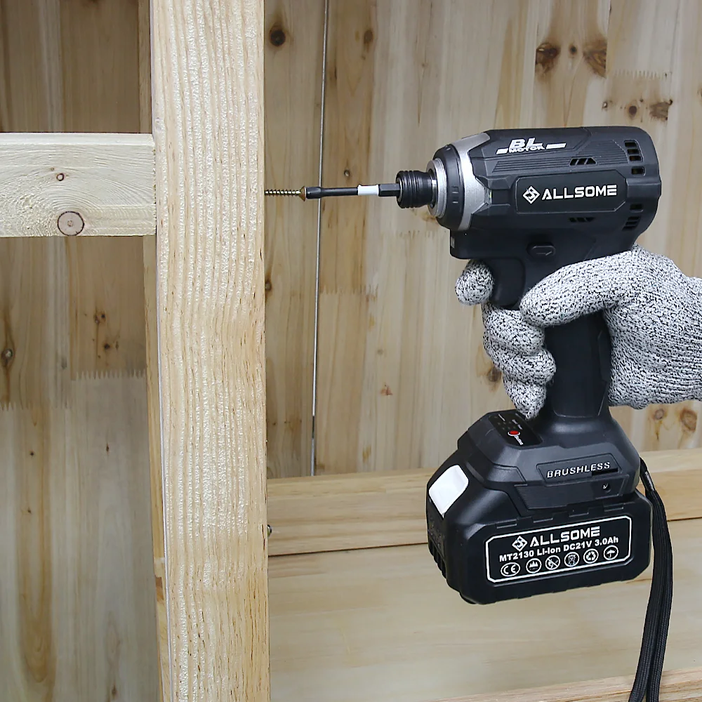 ALLSOME 20V Brushless Cordless 1/4 in. Hex 3-Speed Impact Driver with Screw Bits for 18V Makita Lithium Battery