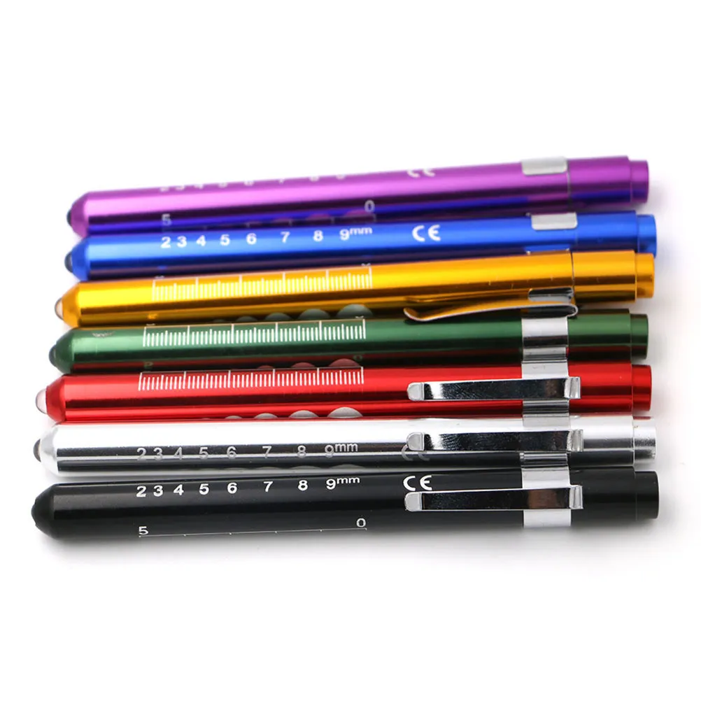 LED Pupil Pen Light for Medical Exams Aluminum Alloy Comfortable Grip Pocket Clip 2 Pack Assorted Colors