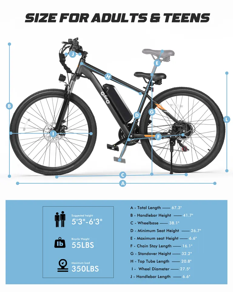 Qlife Racer Electric Bike for Adults, Peak 1200W 48V 10.4Ah,  27.5" Tire Electric Mountain Bike, 28MPH 55 Miles Off-road Electric Bicycle, 21-Speed image 10