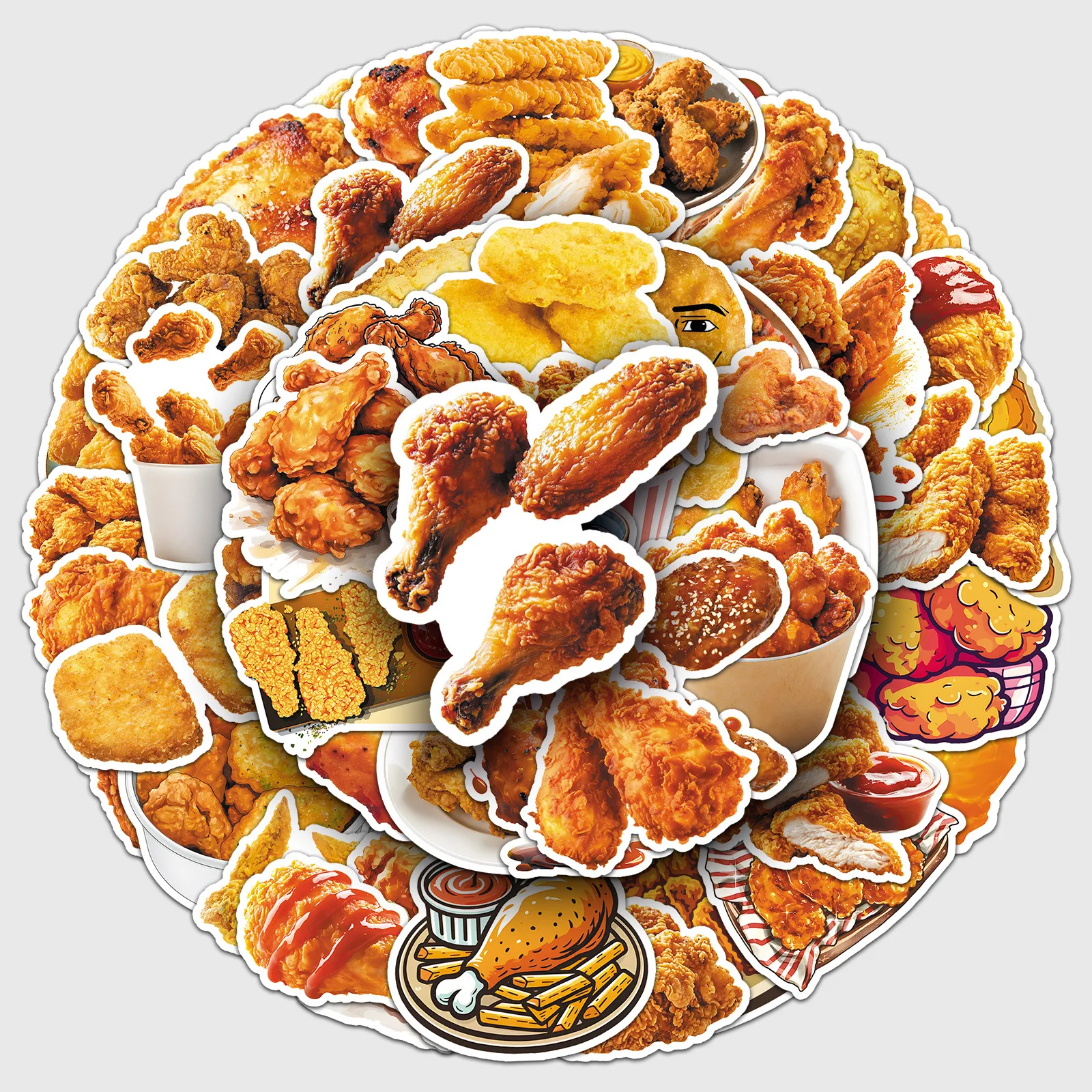 

10/50PCS Fast Food Fried Chicken Funny Meme Graffiti Stickers Creative Decoration Skateboard Motorcycle Helmet Waterproof Decal