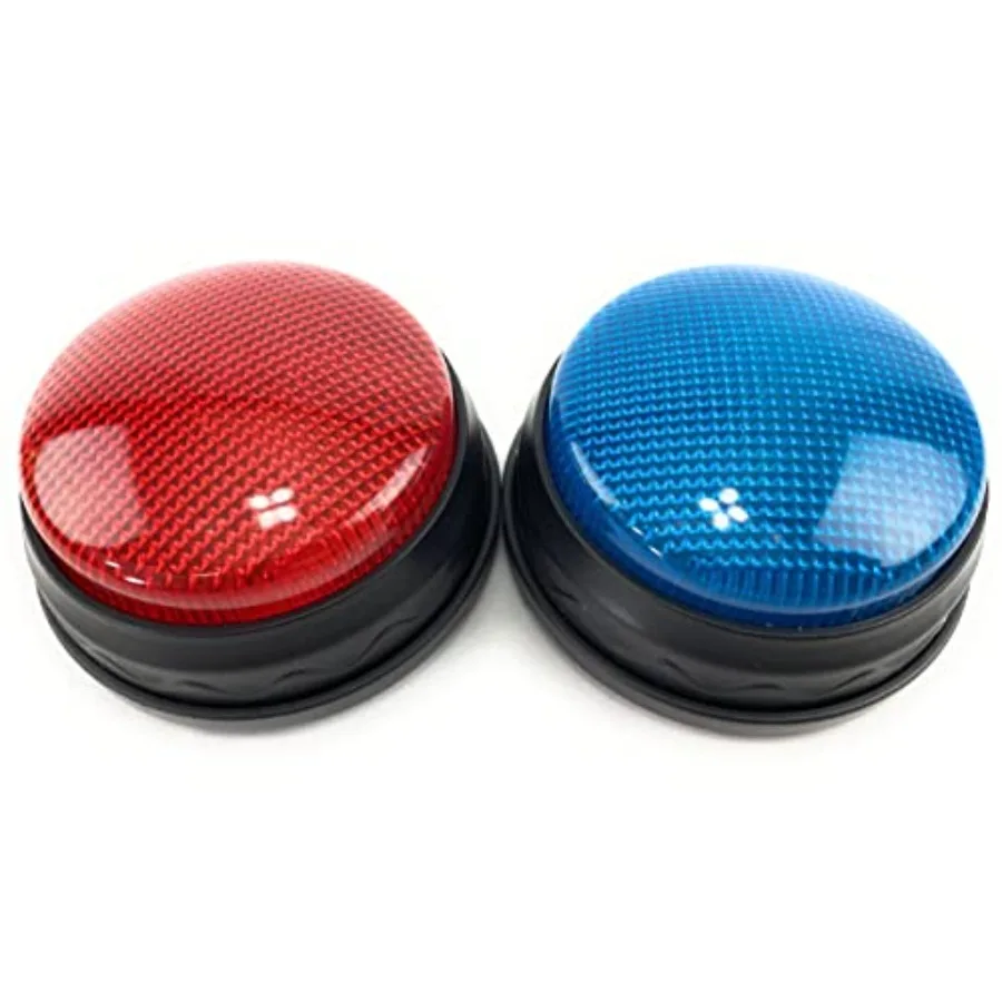 Lights and Sounds Electronic 3 Mode Red and Blue Game Answer Buzzer and Count Down Timer Gift Set Bundle Perfect for Games, Cla
