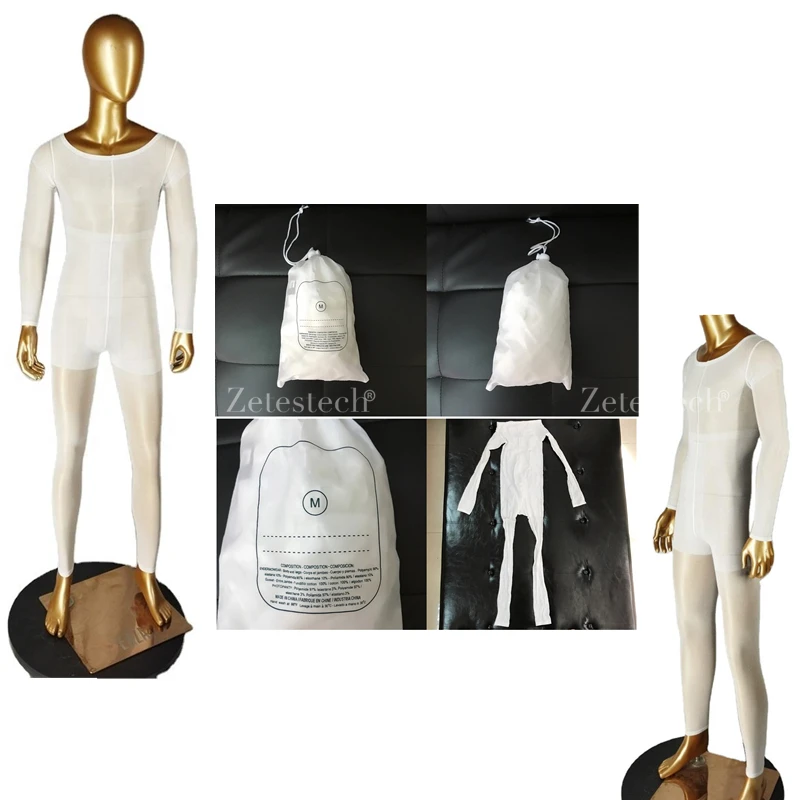 Collants gainants élastiques pour machine de massage par rouleaux et aspiration, combinaison de traitement corporel complet, équipement de beauté SPA, vêtement blanc