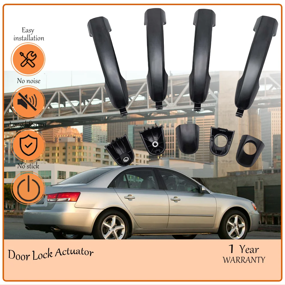 

Black 4Pcs Set Exterior Door Handle Front Rear Left Right Driver & Passenger Side for Hyundai Sonata 2006-2010 oem 826513K000