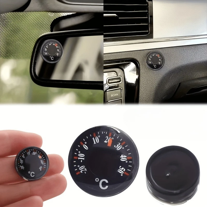 High Precision Round Thermometer Small Transparent Dial Temperature Gauge for Home Office Car Indoor Outdoor