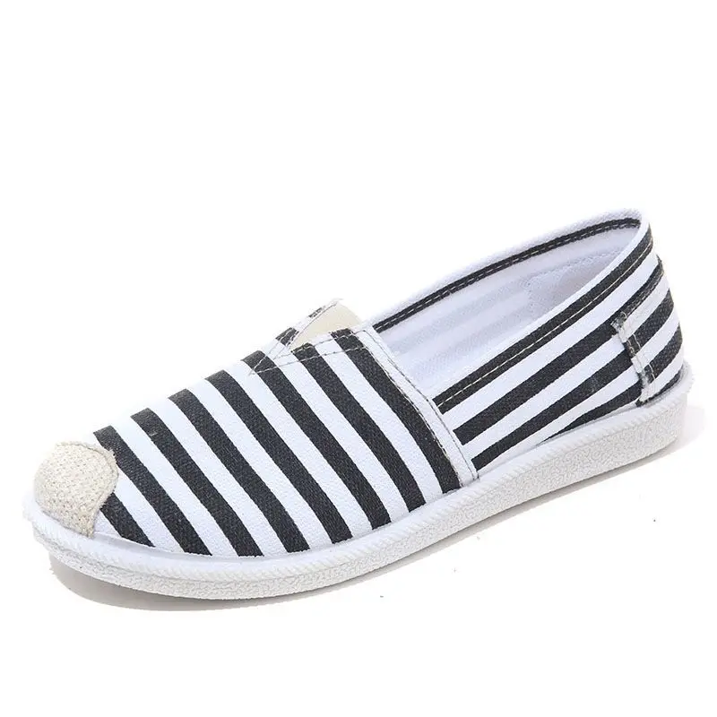 2026 women's canvas spring and autumn styles flat bottomed mother's shoes one foot work casual breathable flat shoes