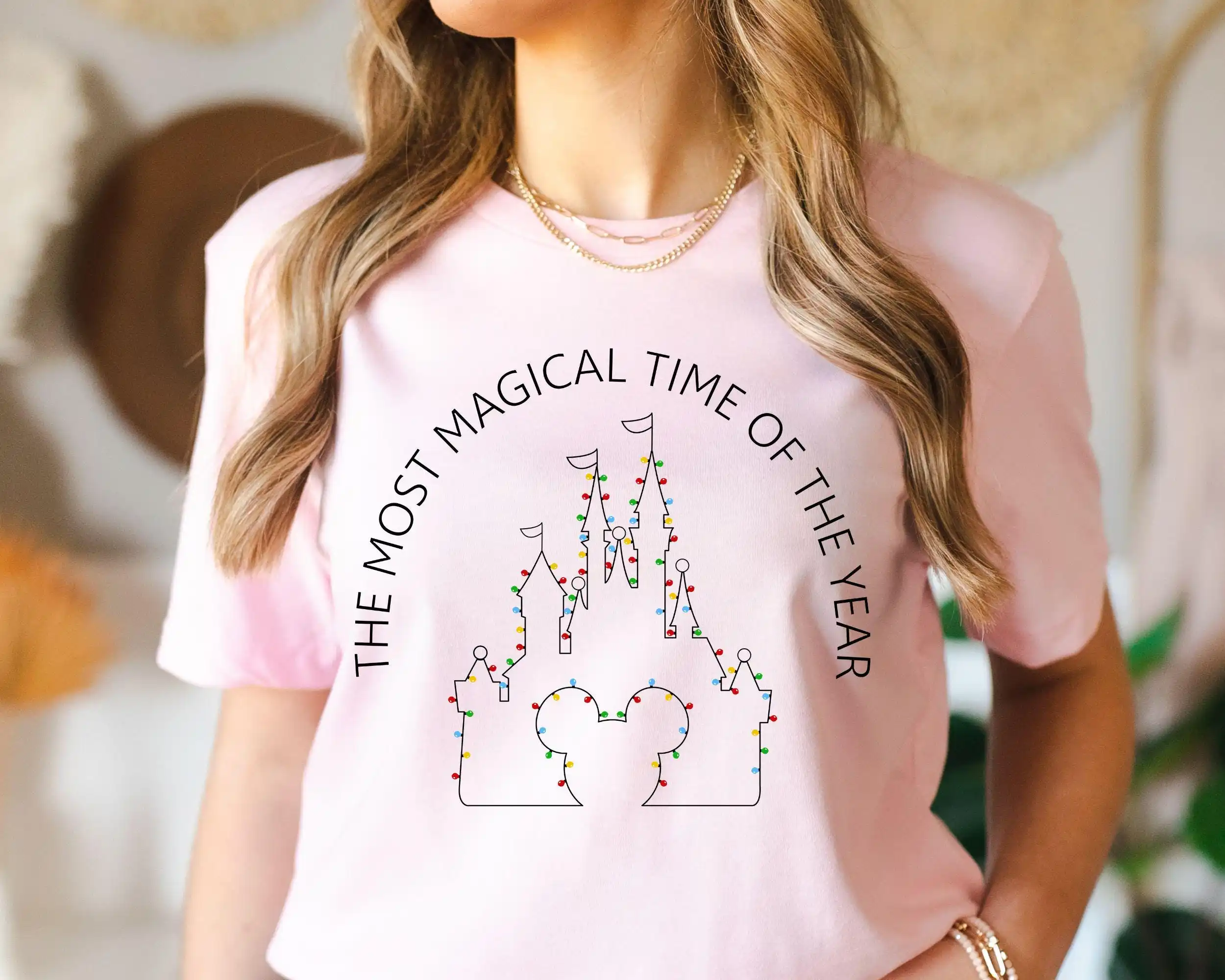 

Это самый волшебный час года Рождественская легкая рубашка Disney Футболка с замком Диснея Рождественская футболка с Микки