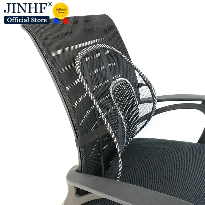 Lumbar Support Back Cushion Soft Car Seat Chair Cushion Pad Black Mesh Massage Vent Mesh Lumbar Lower Back Brace Support Seat