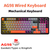 AG98 Wired Mechanical Keyboard Multi-functional Knob RGB Streamer Backlight Neon 98 Keys Layout Design Macro Gaming Keyboard