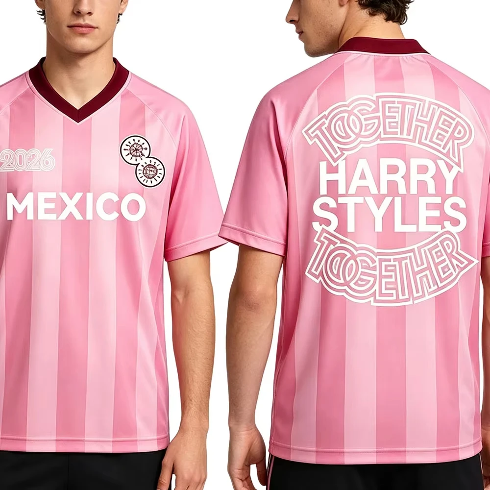 Unisex Streetwear Together, Together Harrystyles Jersey Football Tee Summer Loose V-neck Male T-shirt Casual Design Print Shirts