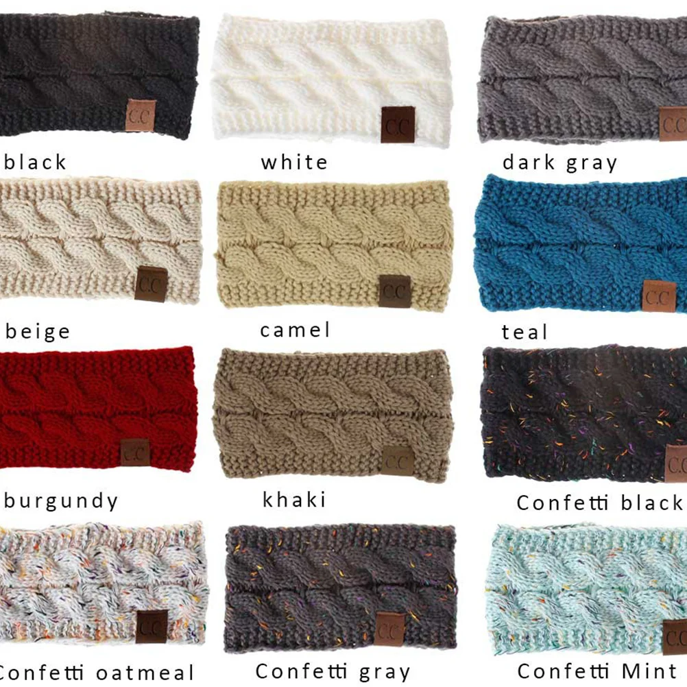 

2Pcs Winter Ear Warmer Headband Lightweight Storage Easy Knitting Wrap Full Coverage Outdoor Activities Black White