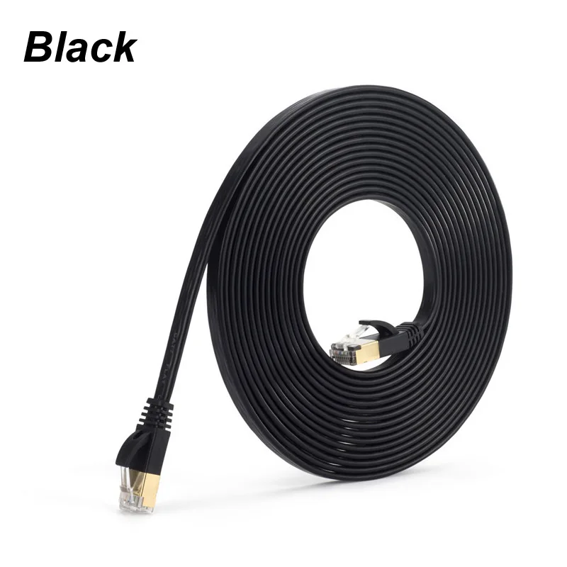 White/Black Cat7 Cat 7 Flat Cable Ethernet RJ45 LAN Network Cable Patch Cord 10Gbps 600MHz For Router Modem 3m 5m 10m 15m 25m