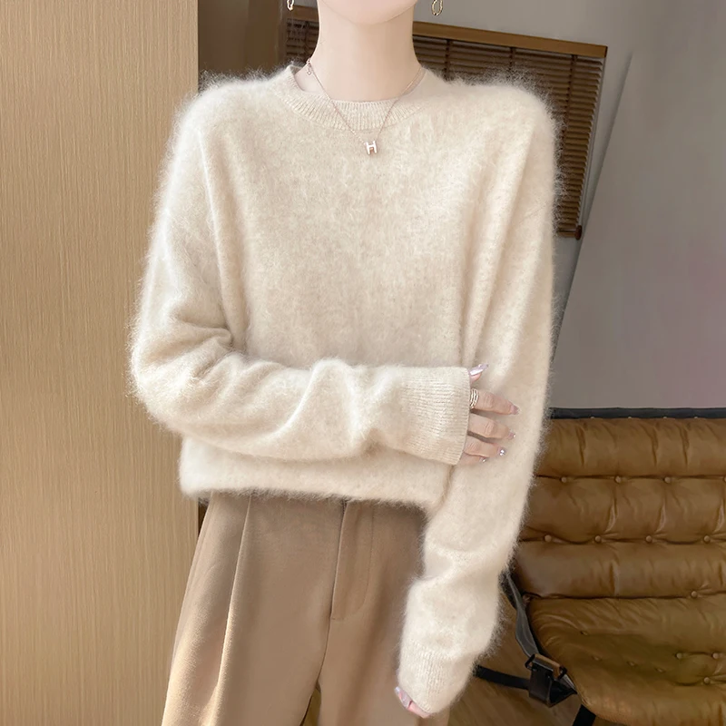 

Осенне-зимний новый кашемировый свитер, женский теплый свободный пуловер с трикотажной шерстяной трикотажной нижней рубашкой