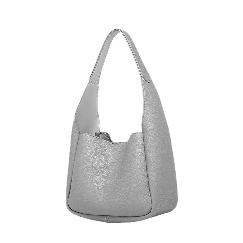Uitstekende Haai-Grijze Zachte Lederen Comfortabele Emmertas, All-Match Modieuze Handtas Met Grote Capaciteit Fashionista-Clutch