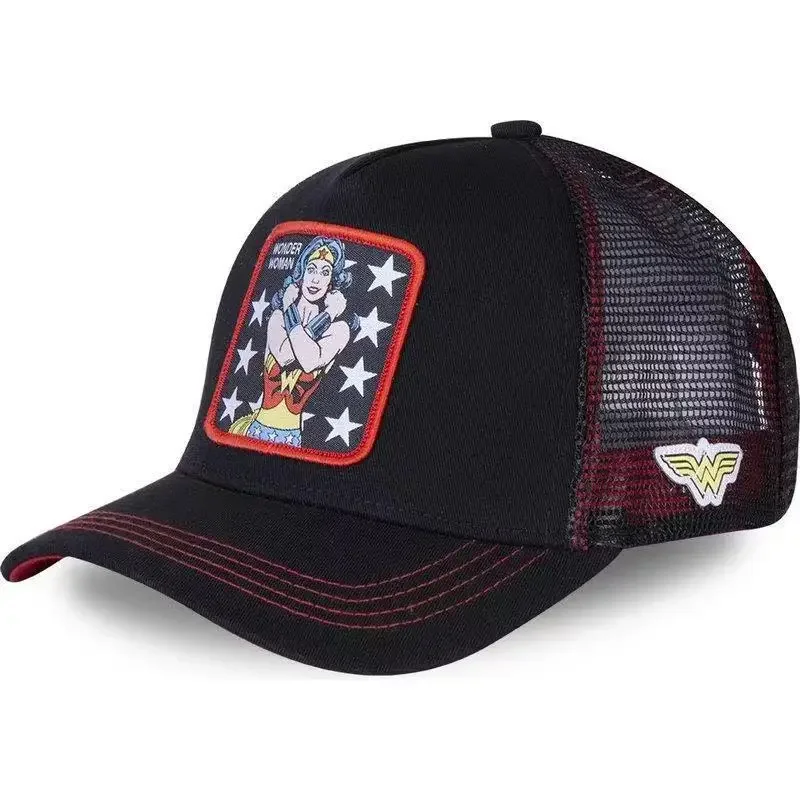 DC Anime Figure Batman Superman Wonder Woman Peaked Cap Embroidery Baseball Cap Cotton Mesh Cap Adjustable Unisex Birthday Gifts