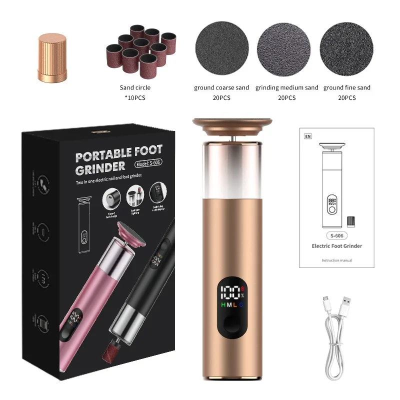 Rechargeable 2 in 1 Foot and Nail Care Tool LED Display 3 Speed Adjustable  Portable Design Electric Nail and Foot Grinder
