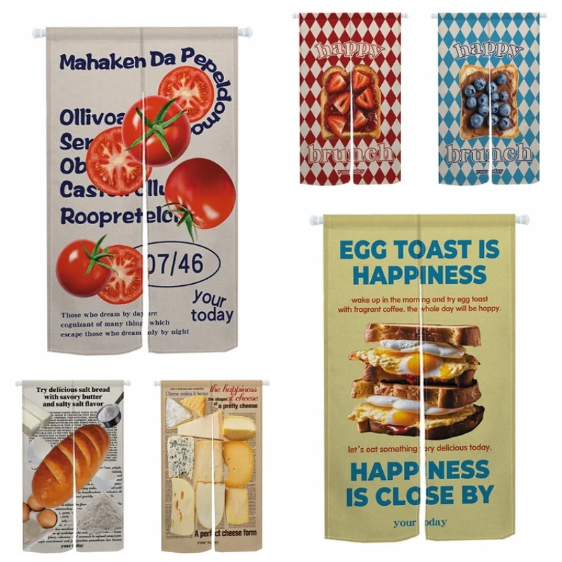 Food Themed Door Curtain Kitchen Izakaya Dining Room Partition Velcro Doorway Curtains Kitchen Entrance Hanging Half Curtains