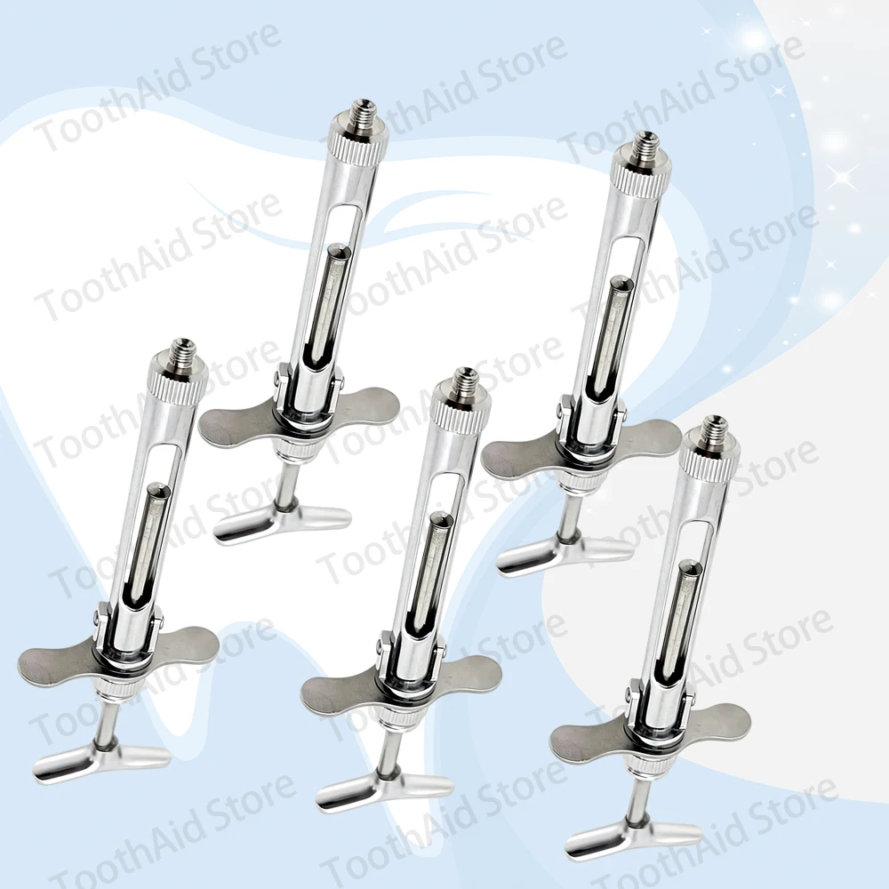 5Pcs 2.2mL Stainless Steel Dental Syringe Anesthetic Aspirating Press Control Injection Periodontal Endodontic Instruments