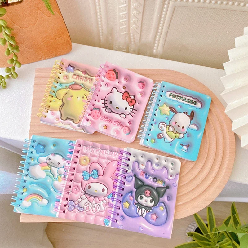 Sanrio Hello Kitty-Cuaderno de Kuromi para estudiantes, Bloc de notas portátil de 12/24 piezas para planificadores diarios, suministros escolares de oficina, venta al por mayor