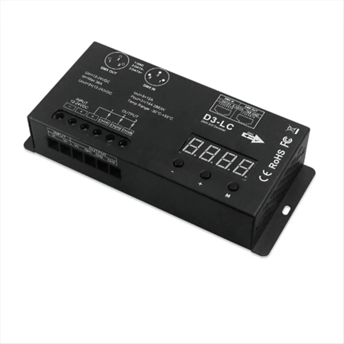 PROMOTION!High Power Dmx512 Led Controller 3CH 12A/CH DMX512 Decoder Dimmer Driver DC12V-24V MAX 864W for Led Rgb Strip or Light