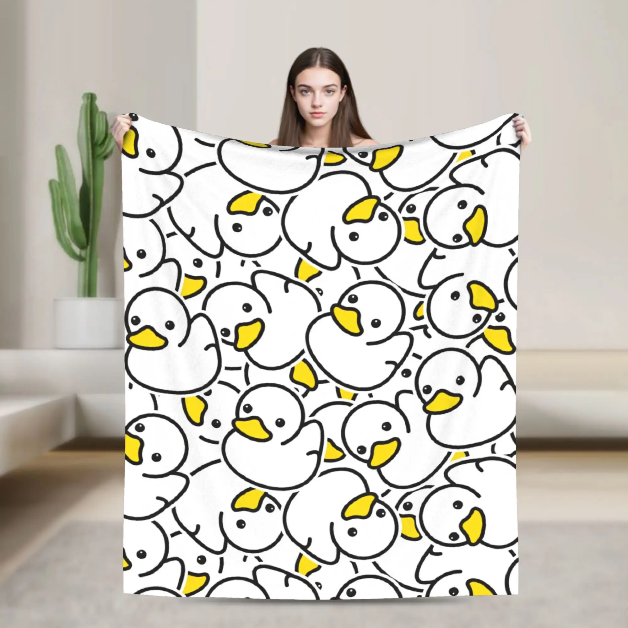 Rubber Baby Duck Ducky Flannel Blanket Cartoon Funny Throw Blanket for Home 125*100cm Plush Thin Quilt