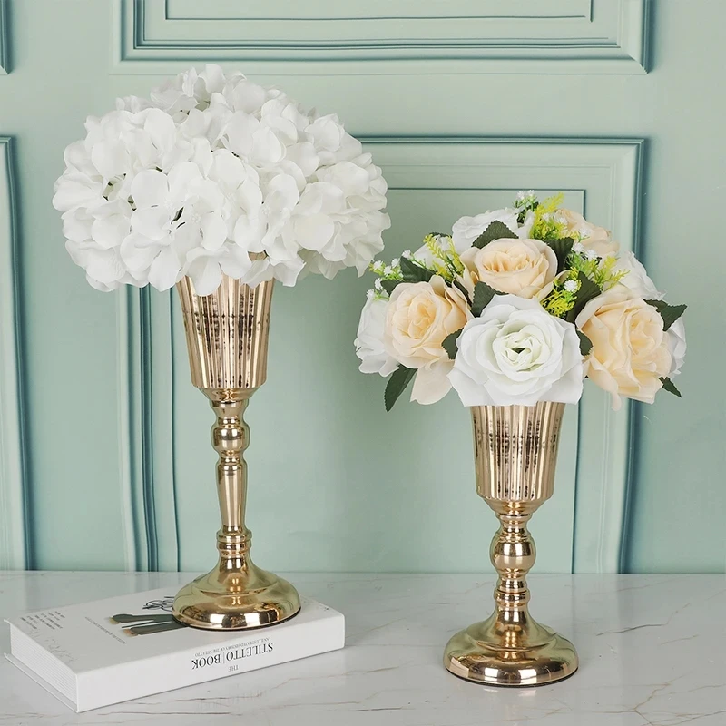 10pcs/lot Table Gold Iron Vase, Candle Holder, Arrangement, Flower Centerpiece, Wedding Props, Home Decoration Furnishings