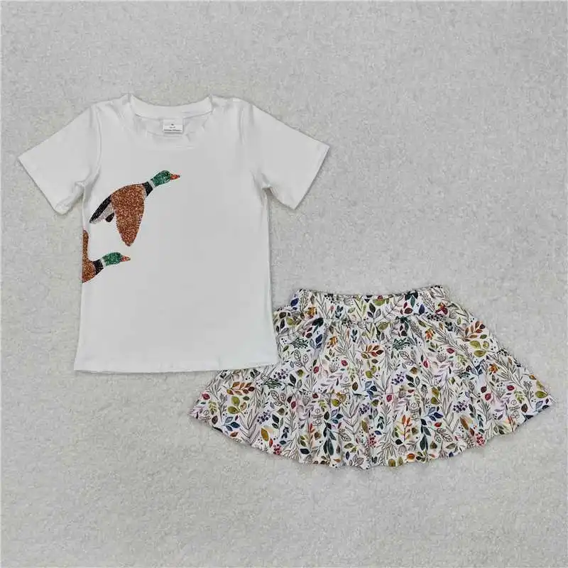 wholesale hot sale western boutique children clothing Baby Girls Red Bow Shirt Baseball Skirts Clothes Sets