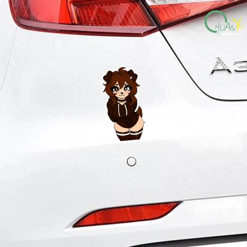 Cute and fun cartoon anime plush girl sticker car decal motorcycle decal waterproof decoration sticker
