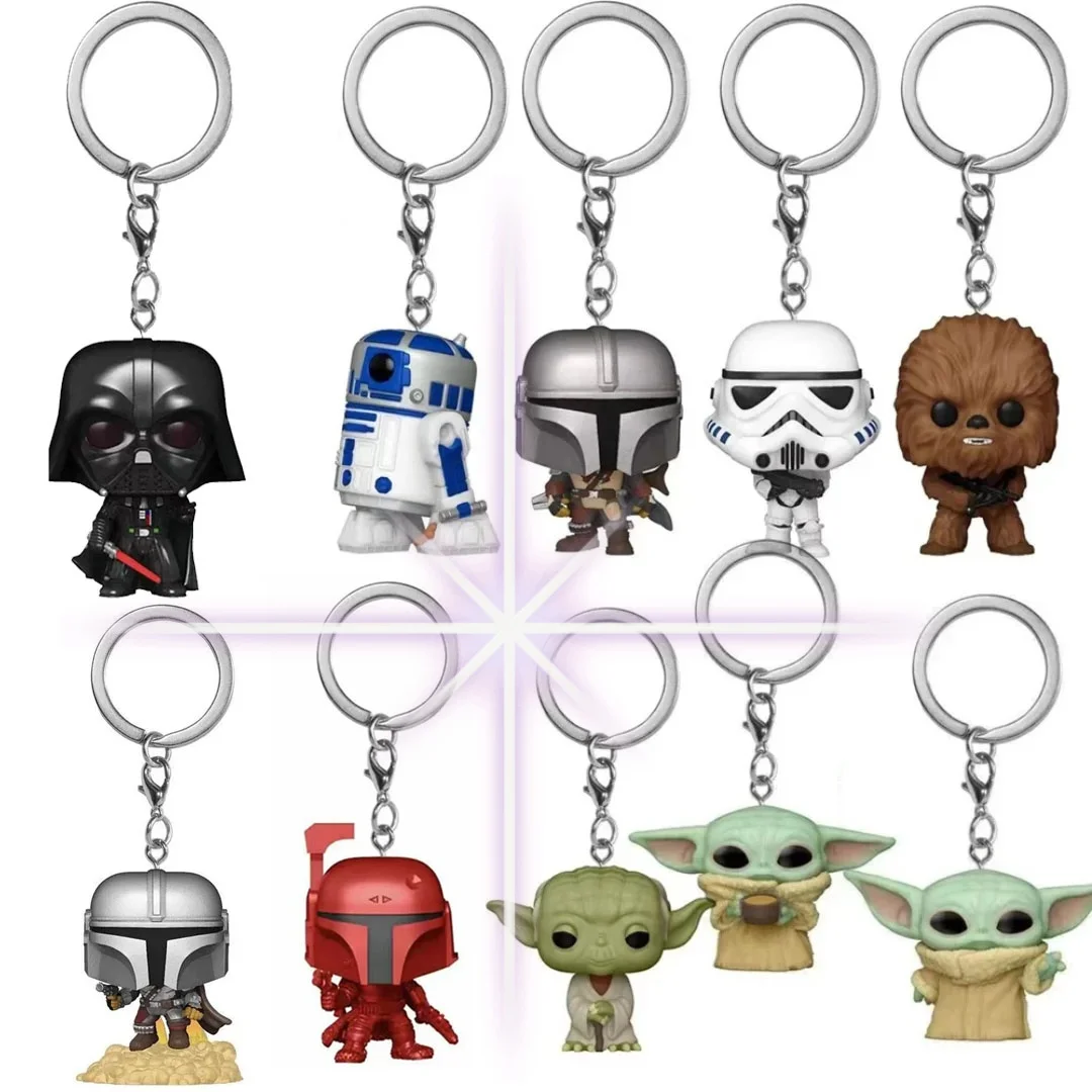 

Keychain Obi-wan Kenobi The Child Baby Yoda with Cup Boba Fett the Mandalo Pocket PVC Figure Toys Keyring