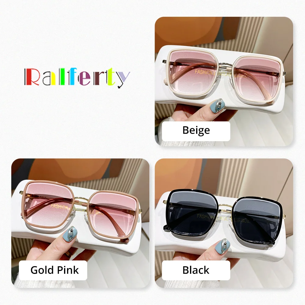 Ralferty النساء النظارات الشمسية التدرج ملون المتضخم UV380 نظارات للقيادة إطار كبير الصيف في الهواء الطلق نظارات شمسية ظلال للنساء