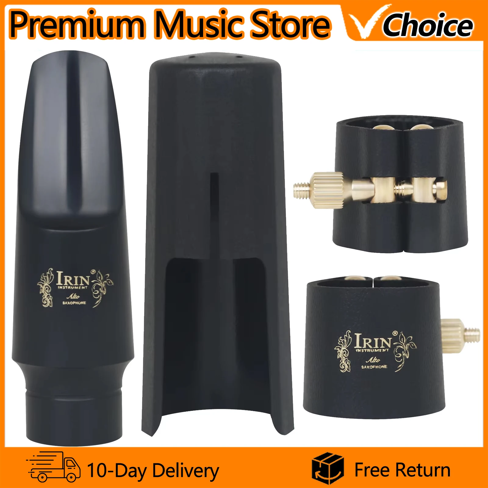IRIN Alto Saxophone Mouthpiece Set Ligature Clip Flute Head Cap for Alto Saxophone Parts Woodwind Instrument Accessories