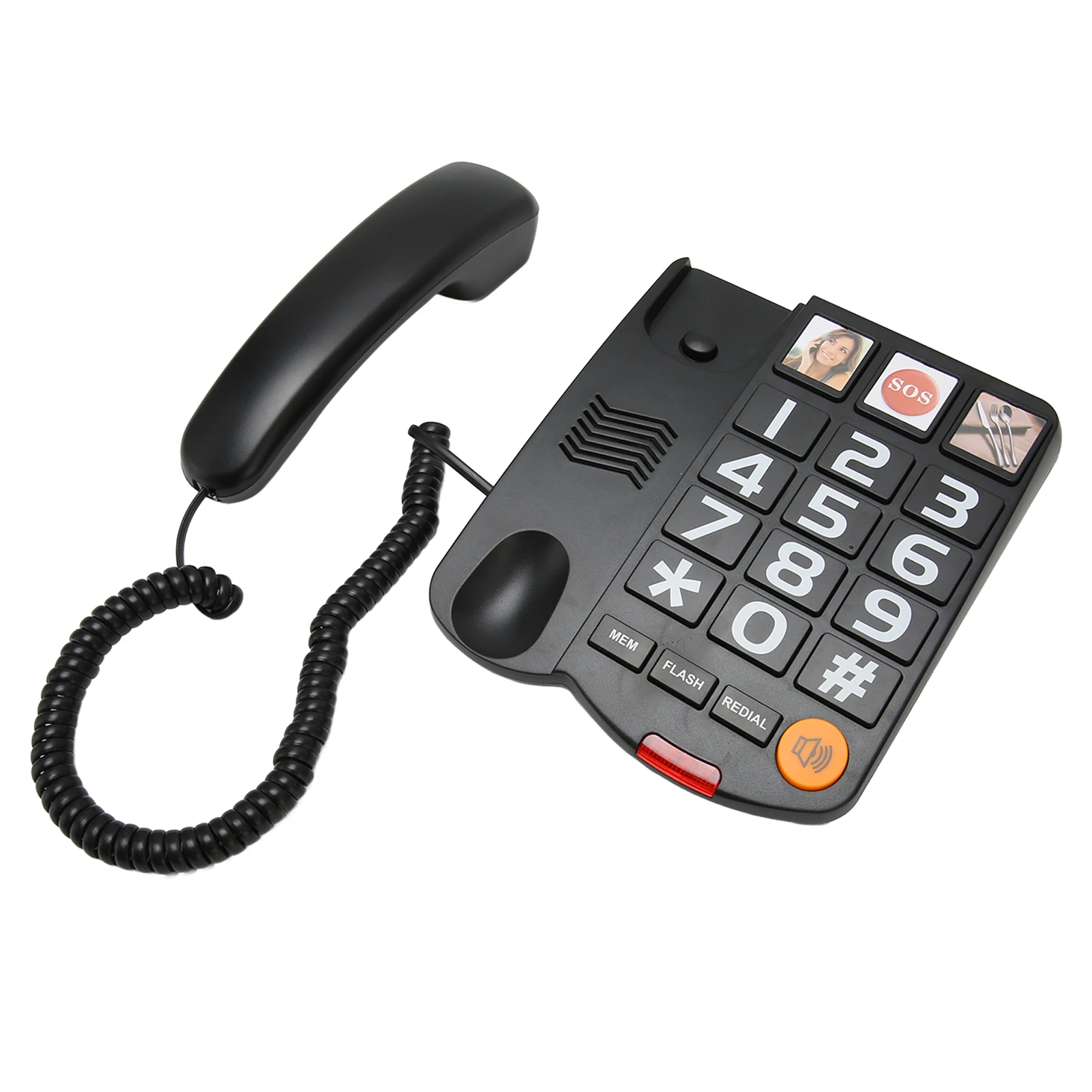 Big Button Telephone for Seniors Multifunction One Touch Dialling Hands Free Corded Landline Phone Desktop Fixed Telephone