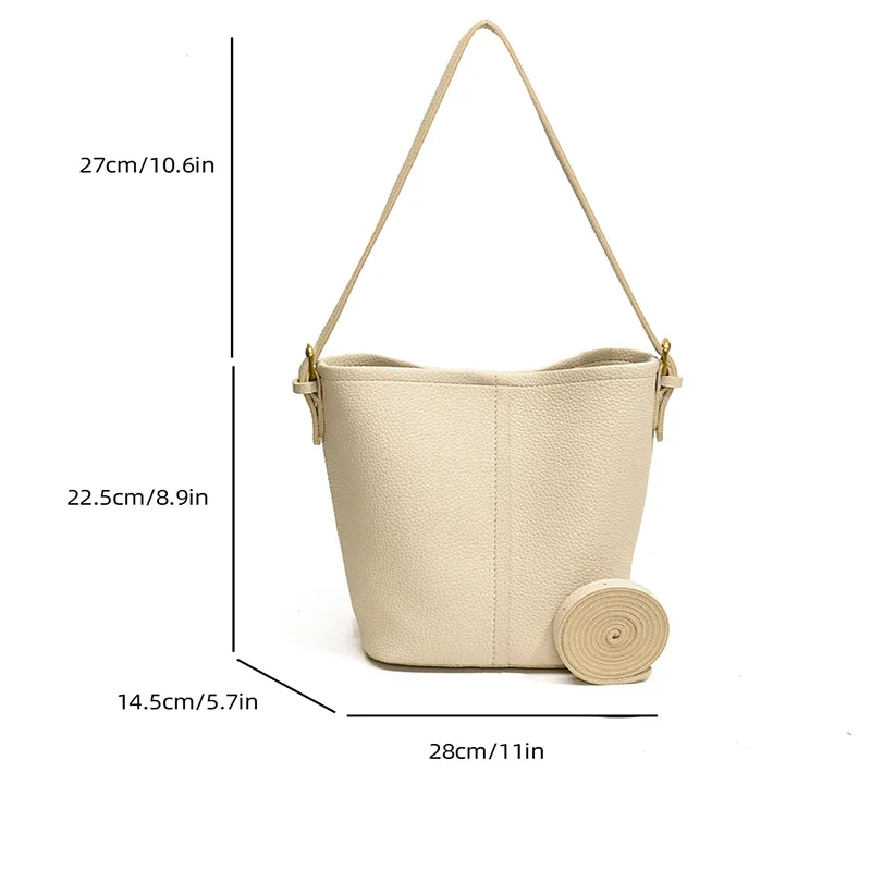 Bolso de hombro de cuero PU para mujer, bandolera suave, grande, holgada con monedero pequeño, correa ajustable