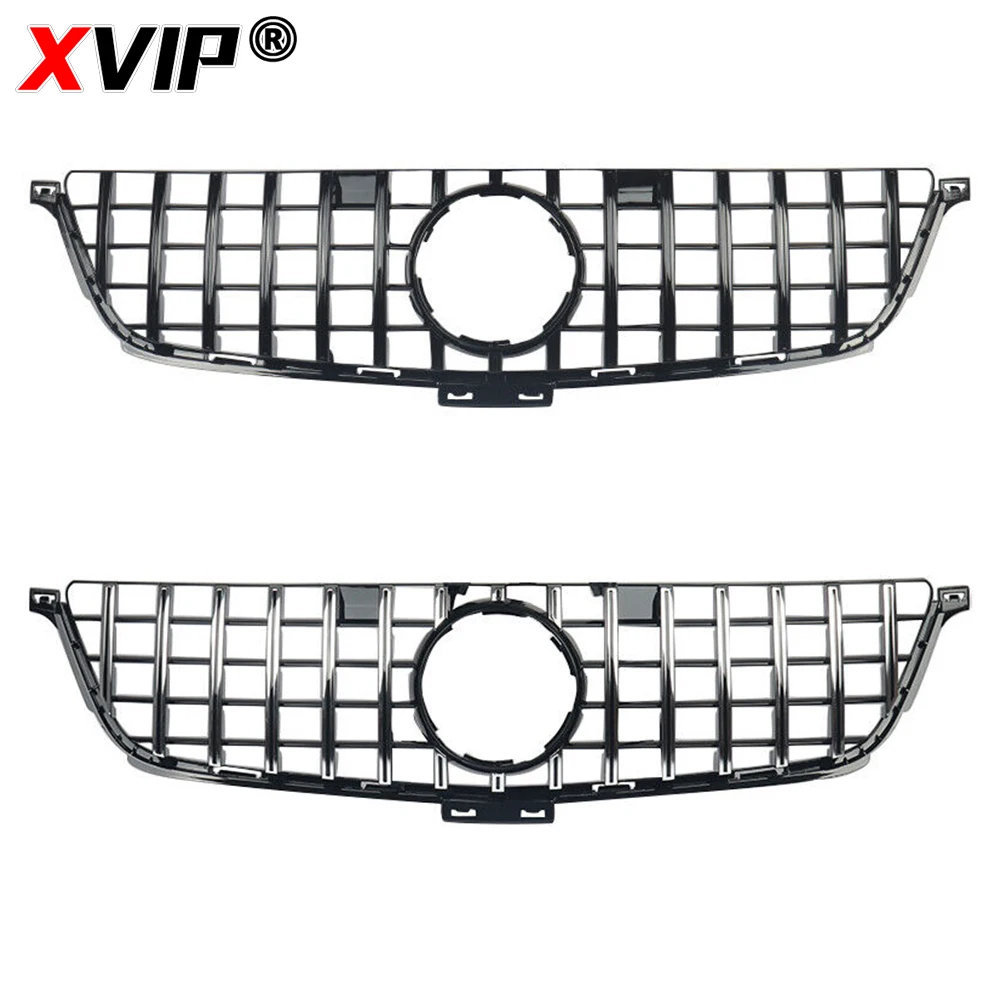 XVIP Chrome Silver GTR Style Front Racing Grille For Mercedes Benz ML-Class W166 12-15 ML350 ML550 Diamonds Style Bumper Grilles