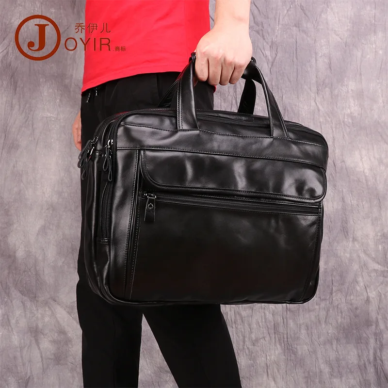 Business Fashion Men's Briefcase Retro Genuine Leather Men Handbag 15.6-inch Laptop Bag Multi-function Male Messenger Bags