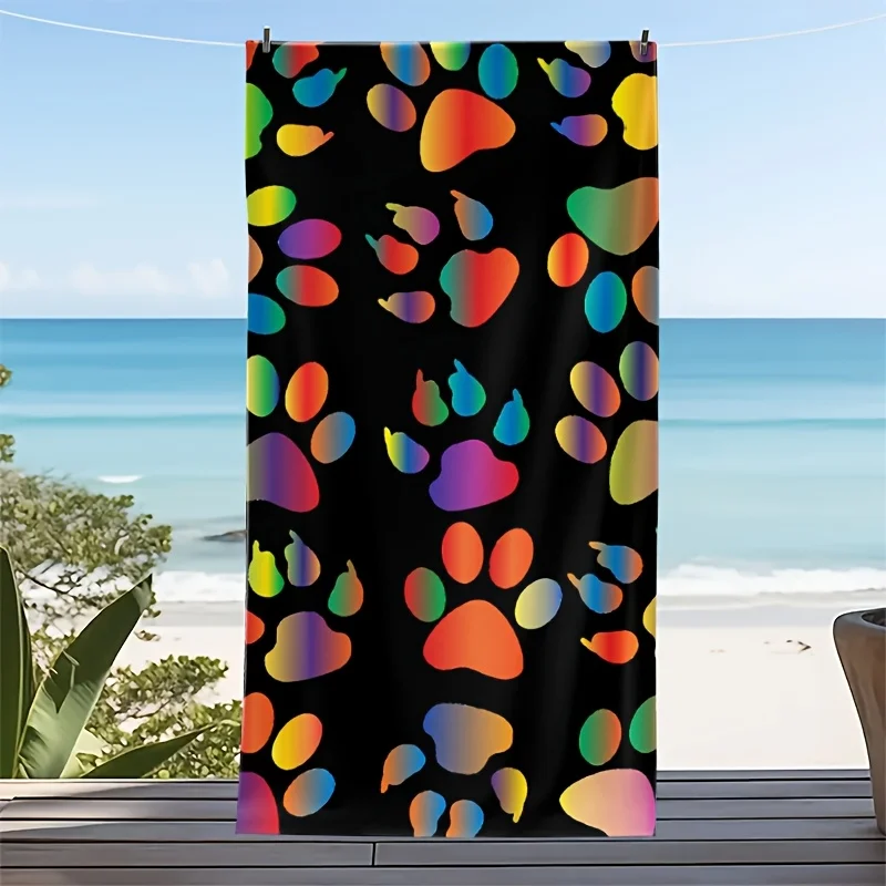Rainbow Cat Claw Fashion Gradient polyester microfiber beach towel is highly absorbent, suitable for swimming and beach outings