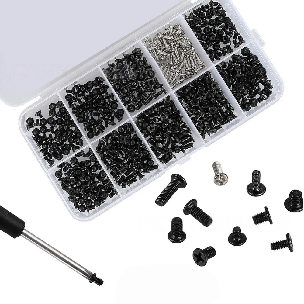 500 Stück M2 M2,5 M3 Schraube Flachkopf Phillips Set Universal Laptop Kohlenstoffstahl Schraube Gewindeschneiden Multi Size Kit Reparatur für Computer