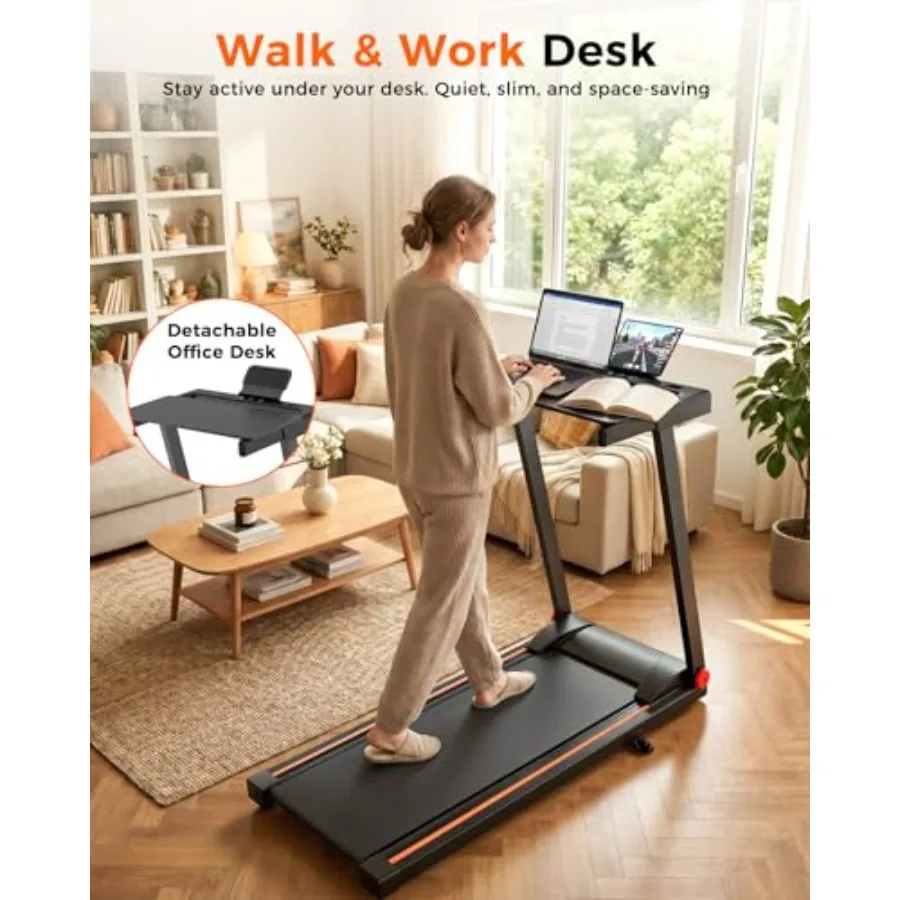 5% Incline Walking Pad Treadmill, 300LB Capacity Folding Treadmills for Home, Walking pad with Handle bar, 3.0 HP Quiet Dual Cu