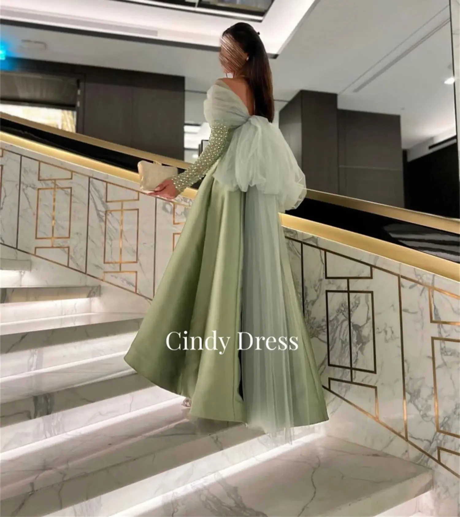 Eid Al-fitr Evening Gown Banquet Dress Party Evening Elegant Luxury Celebrity Green Customized Bridesmaid Dress Woman Line A