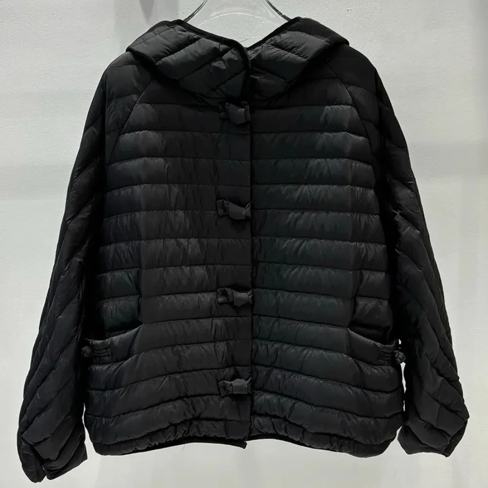 Licht witte eend donsjack Warme herfst winter Mode Casual losse overmaat Dames Hoge kwaliteit 2025, uitloper met capuchonjas