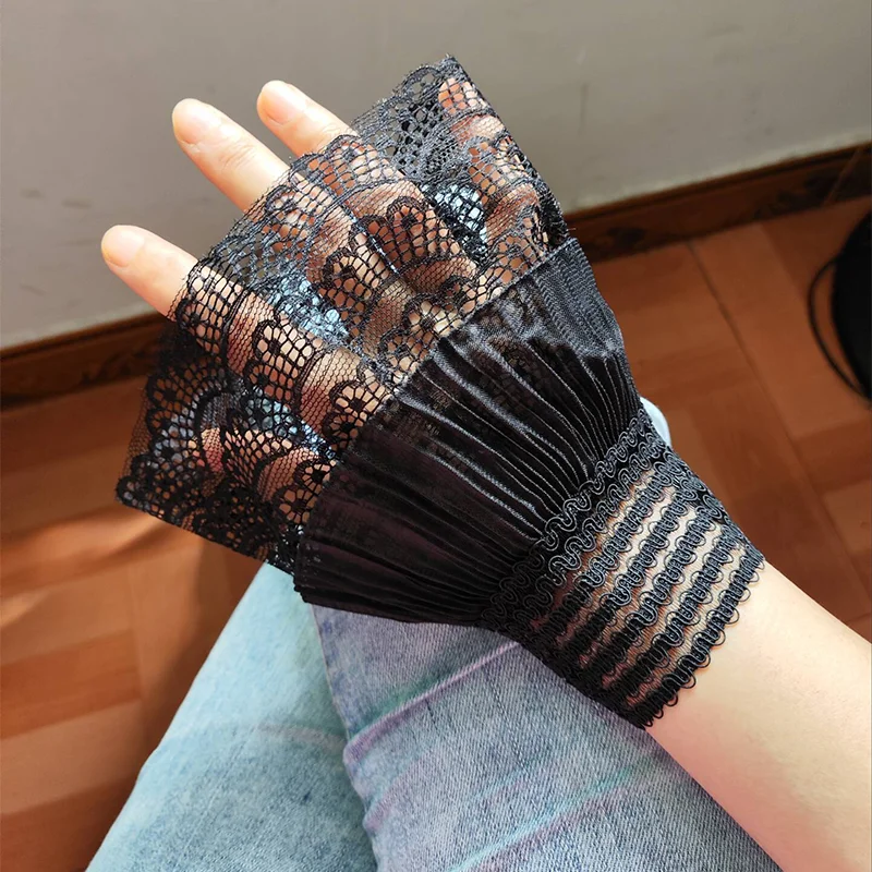 

Nail decoration photo tools black mesh lace fake sleeves Manicure display props detachable false cuffs Nail design shoot