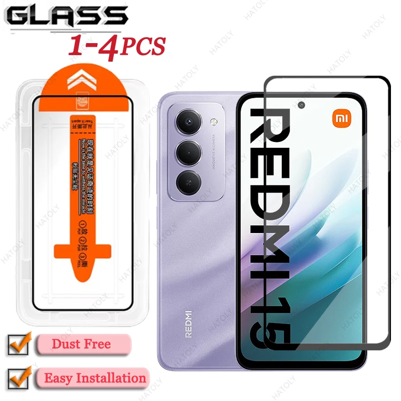 Verre d'installation facile sans poussière pour Xiaomi Redmi 15 5G protecteur d'écran en verre pour Redmi 15 4G Film de protection de bord noir en verre