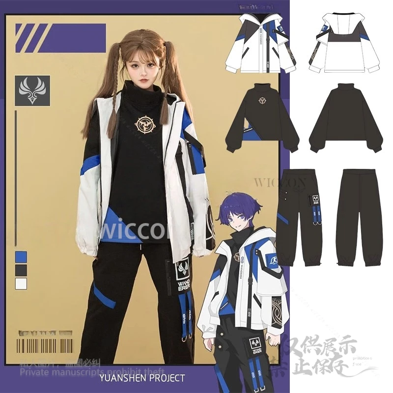 Anime jogo genshin impacto andarilho cosplay traje topos S-3XL casaco calças casual moletom com capuz jaqueta streetwear feminino masculino