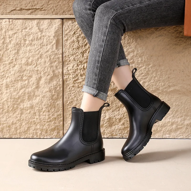 

Fashionable Comfortable Women's Mid-Calf Rain Boots Waterproof Non-Slip EVA Sole Spring Autumn Seasonal PVC Material