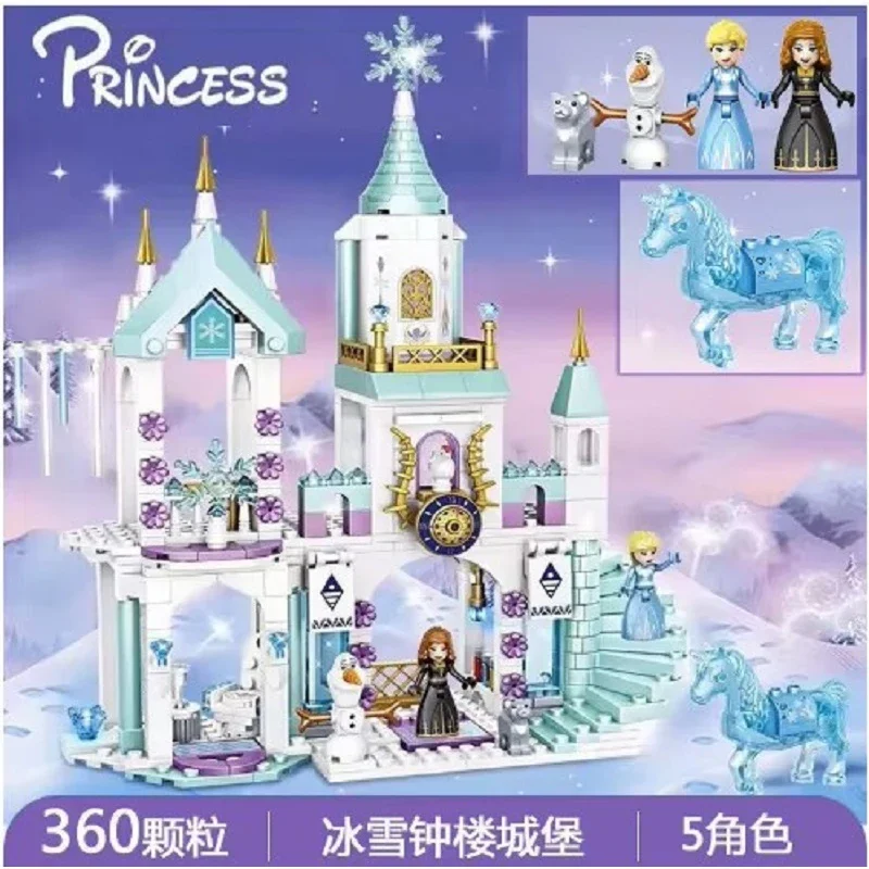 Disney Frozen Princess Snow Castle Building Blocks giocattoli set film giocattoli educativi assemblati regali fai da te per ragazze