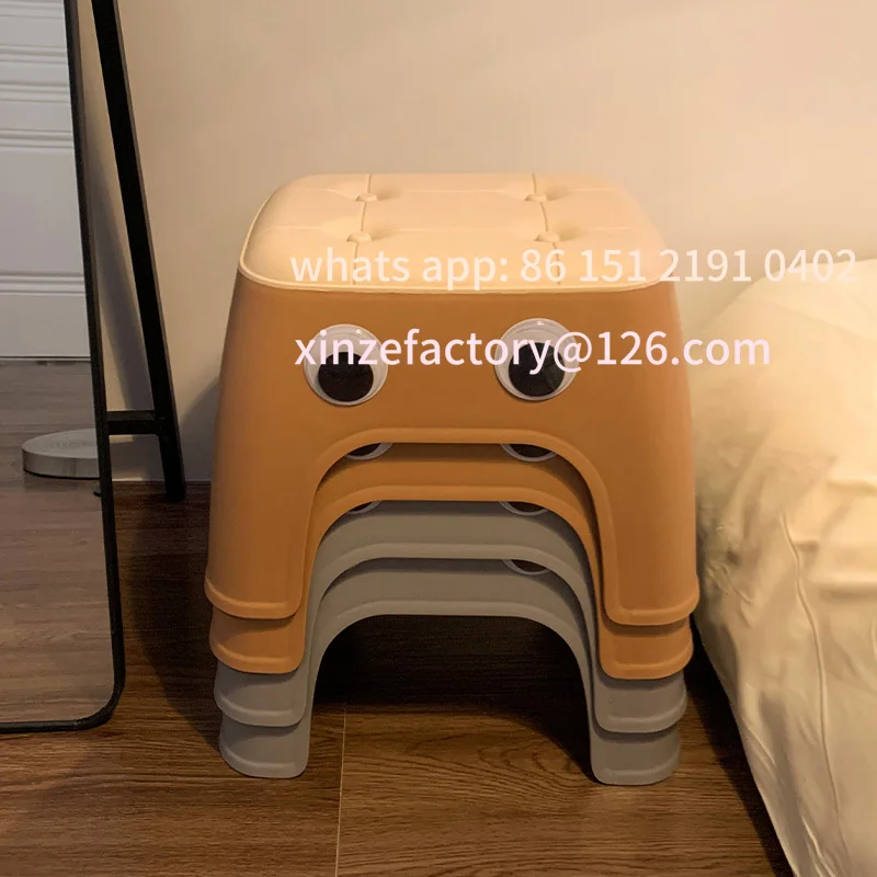 Customizable Thickened Plastic Small Stool Home Living Room Small Stackable Coffee Table Bench Net Celebrity Bath Bathroom Chang
