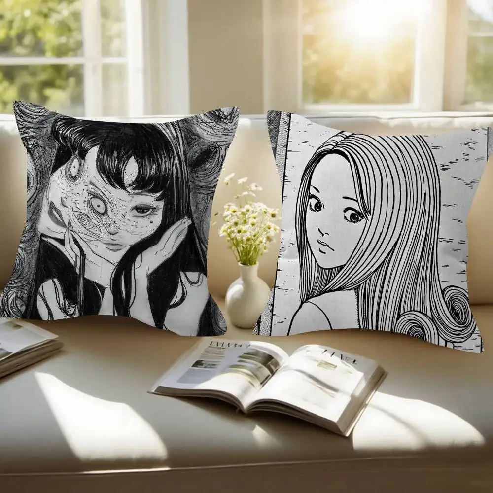 Japan Anime J-Junji Horror Ito   Cushion Cover Pillow Cover Decor Pillowcase Printed Cushion Case for Couch