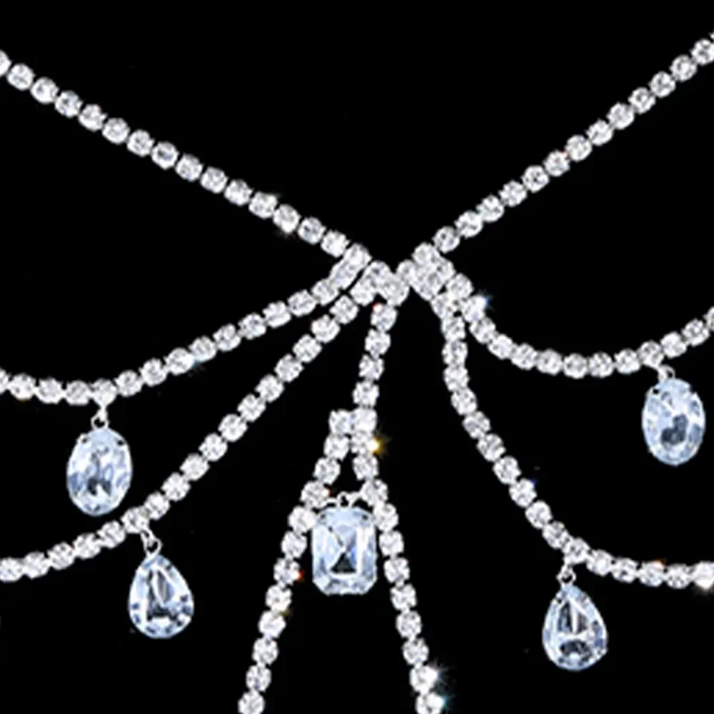 XSBODY Charm Exaggerated Big Crystal Lingerie Chest Chain Water Drop Gem Rhinestone Bra Vest Chain Ladies Clubwear Jewelry