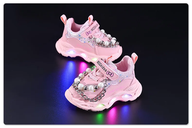 2026 Neue Frühling-Herbst Mädchenschuhe LED Prinzessinnen-Schuhe Kinder-Sportschuhe mit Weicher Sohle Weihnachts-/Halloween-Geschenke – Detail 7