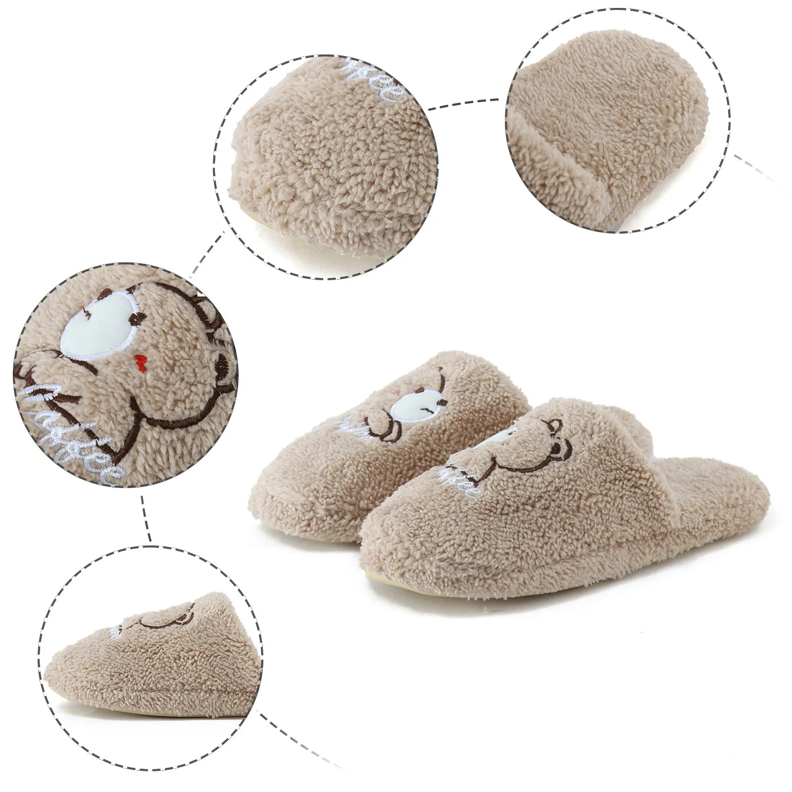 Cute Womens House Slippers Memory Foam Ladies Cartoon Embroidered Bedroom Slippers Cotton Bunny Slippers For Women Size 9-11